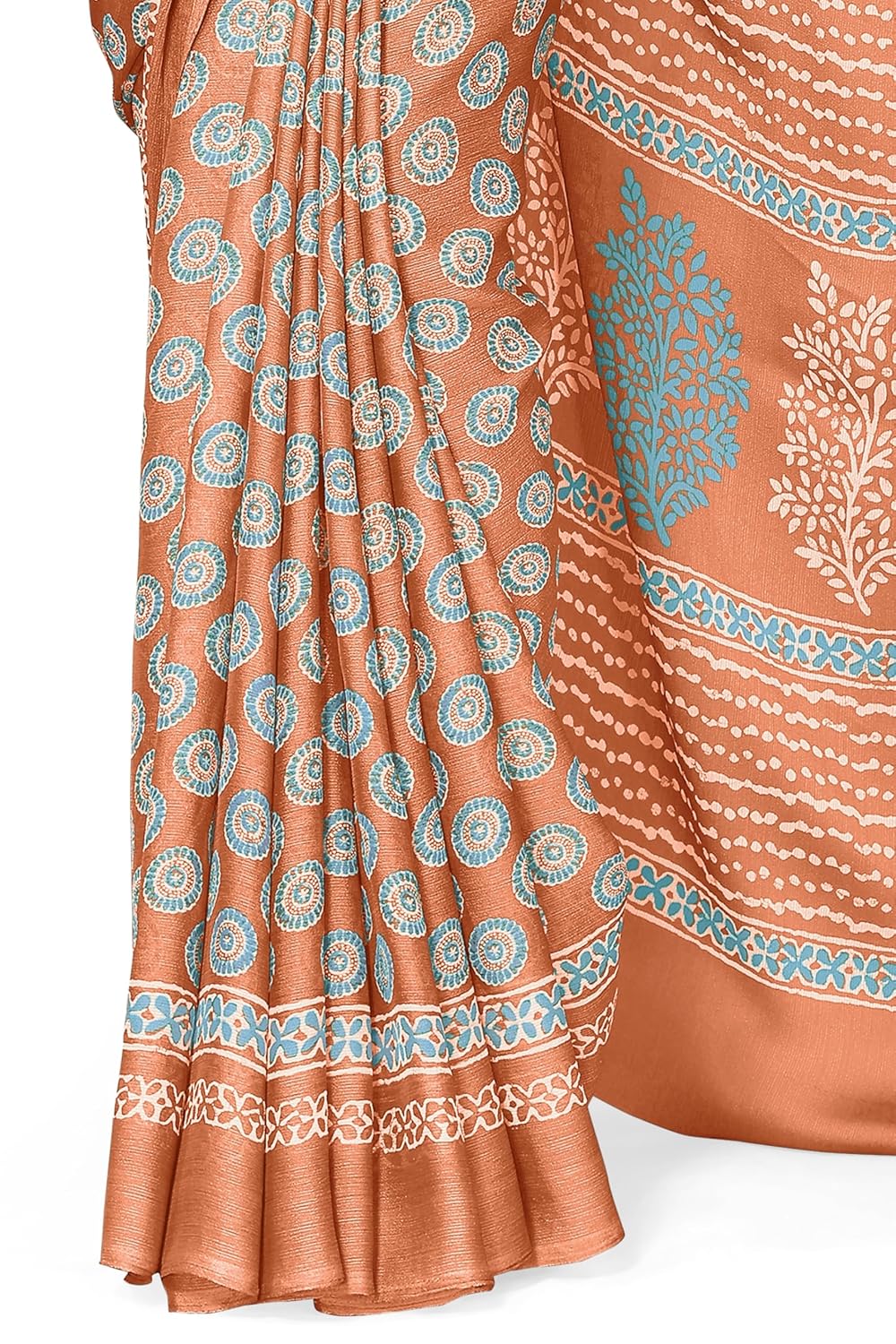 Women's Chiffon Block Printed Saree with Blouse Piece