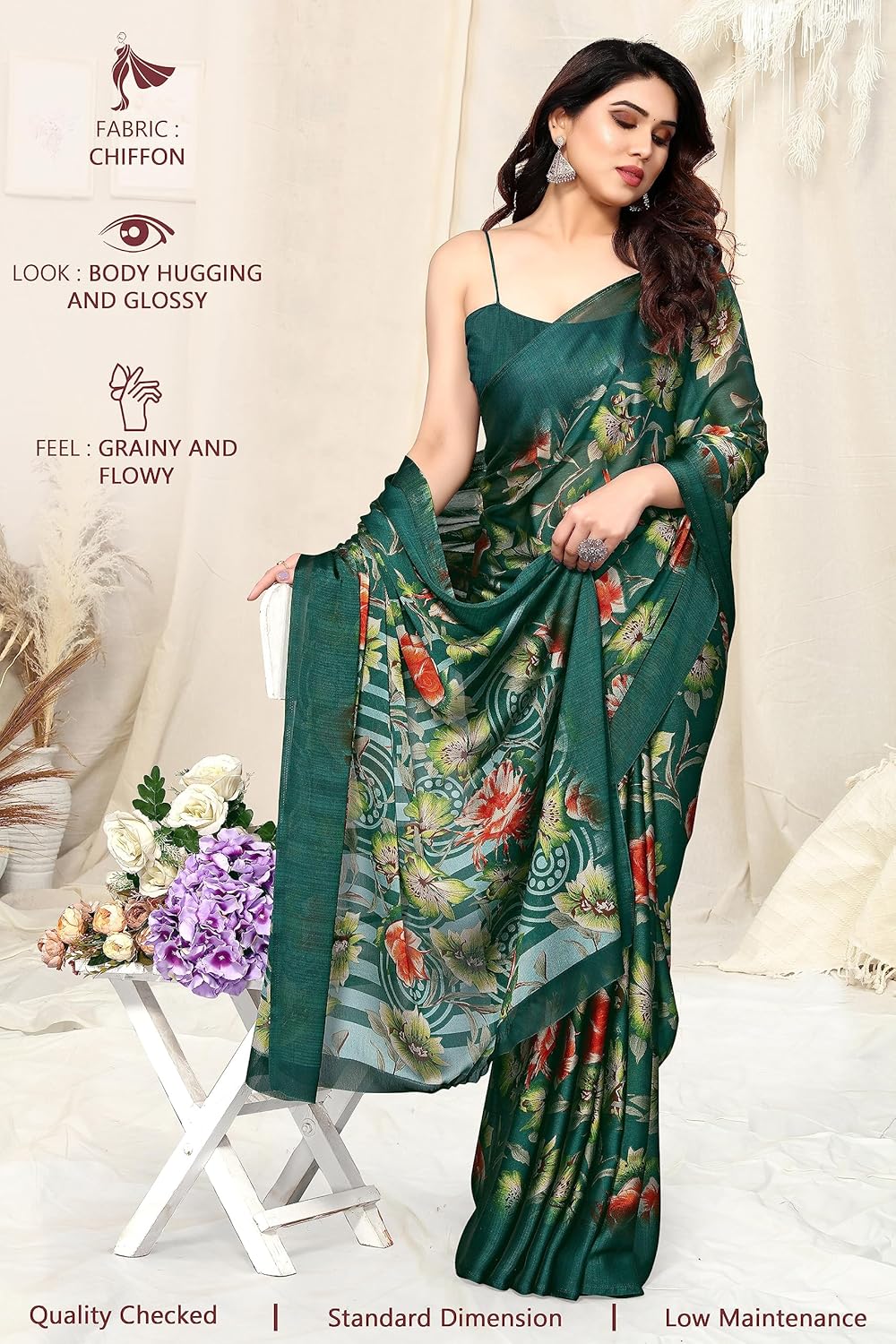 Women's Printed Saree with Blouse Piece