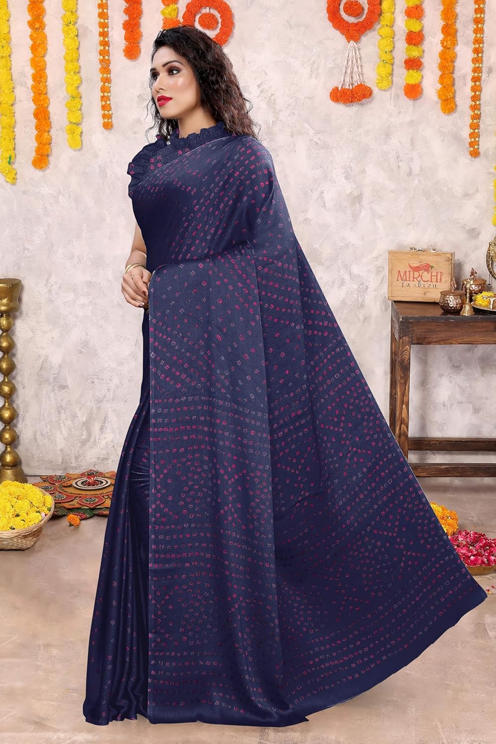 Women's Design Printed Saree with Blouse Piece