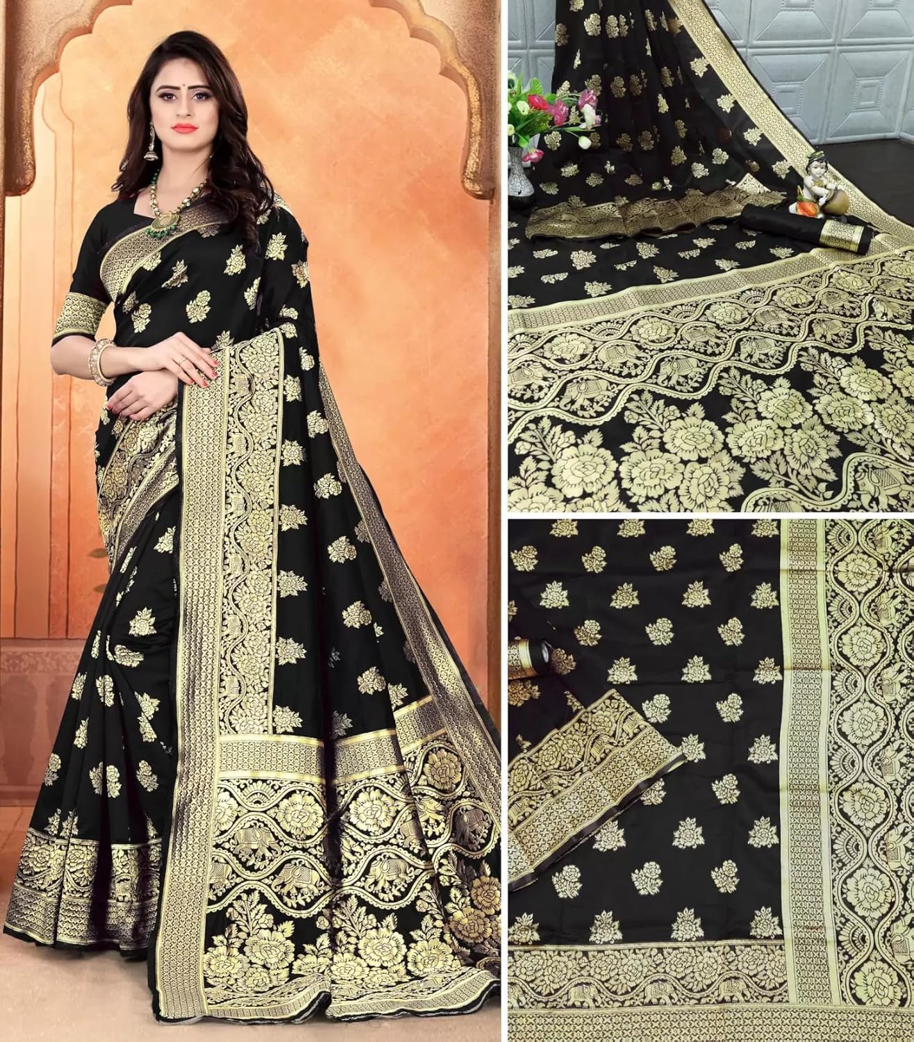 Women's Banarasi SareeSilk Saree With Blouse Piece