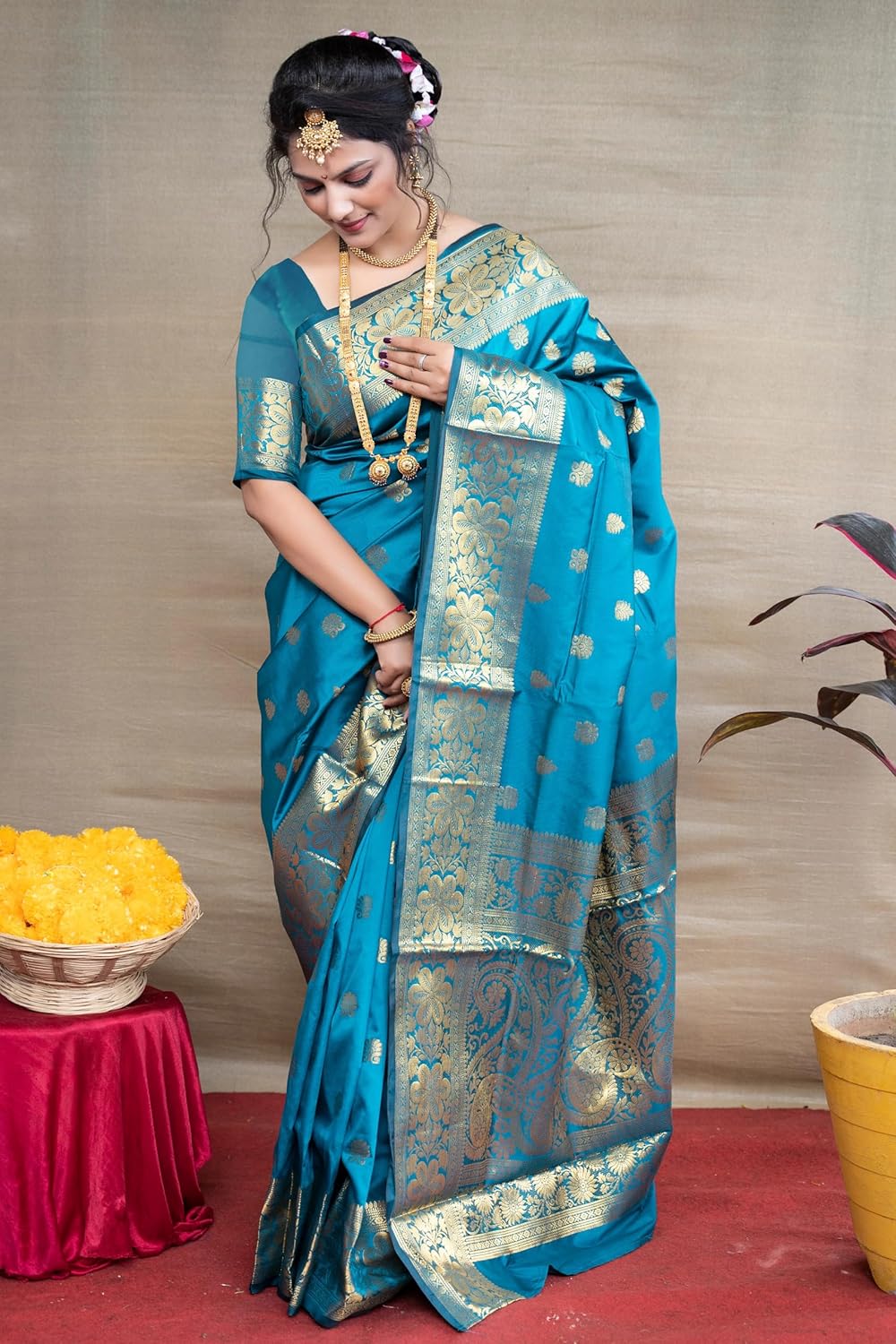 Sugathari Women's Banarasi Saree Pure Kanjivaram Silk Saree