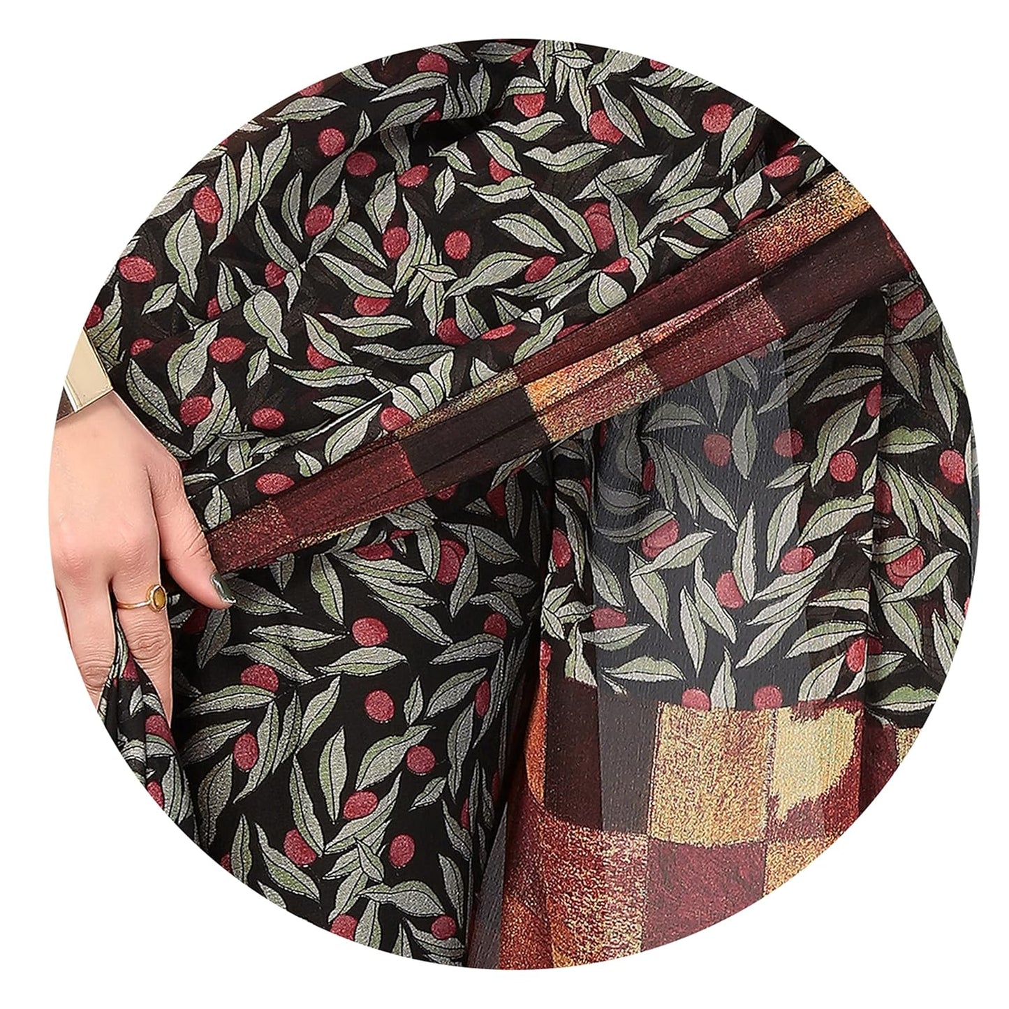 Women's Stylish Chiffon Print Saree with Blouse Piece