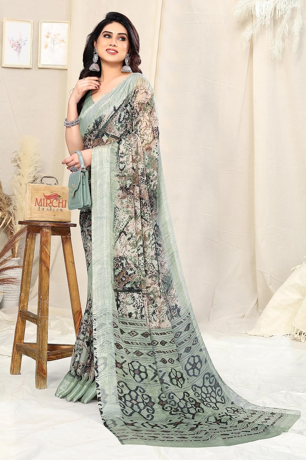 MIRCHI FASHION Women's Saree with Blouse Piece
