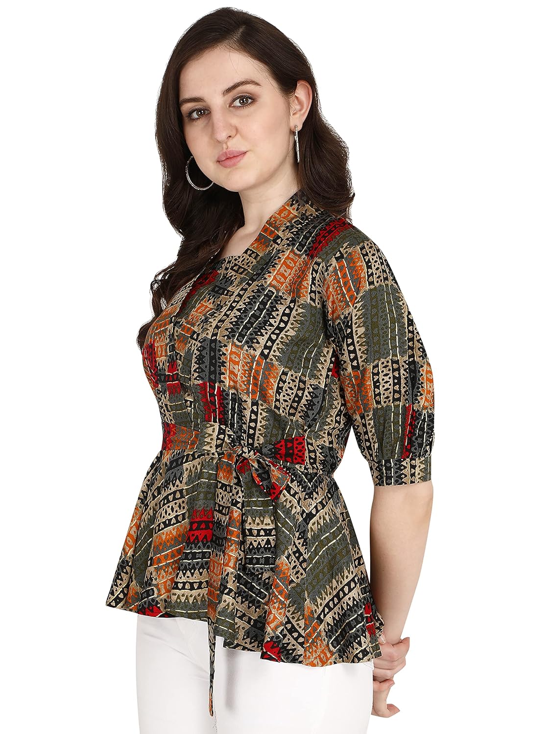 Leriya Fashion Women's Printed Regular Fit Top with Half Sleeves for Office Wear, Casual Wear, Under 399 Top for Women/Girls Top