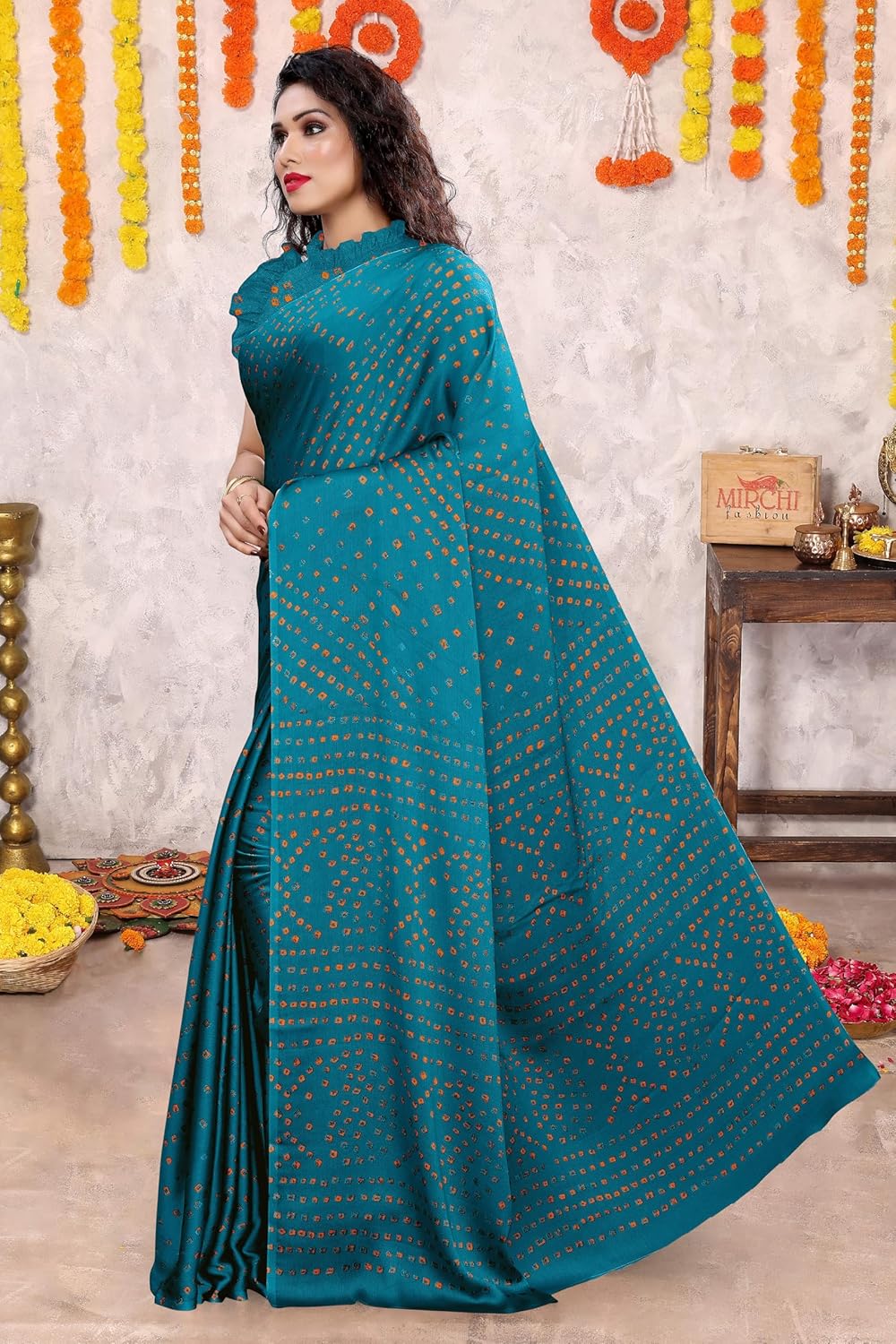 Women's Design Printed Saree with Blouse Piece