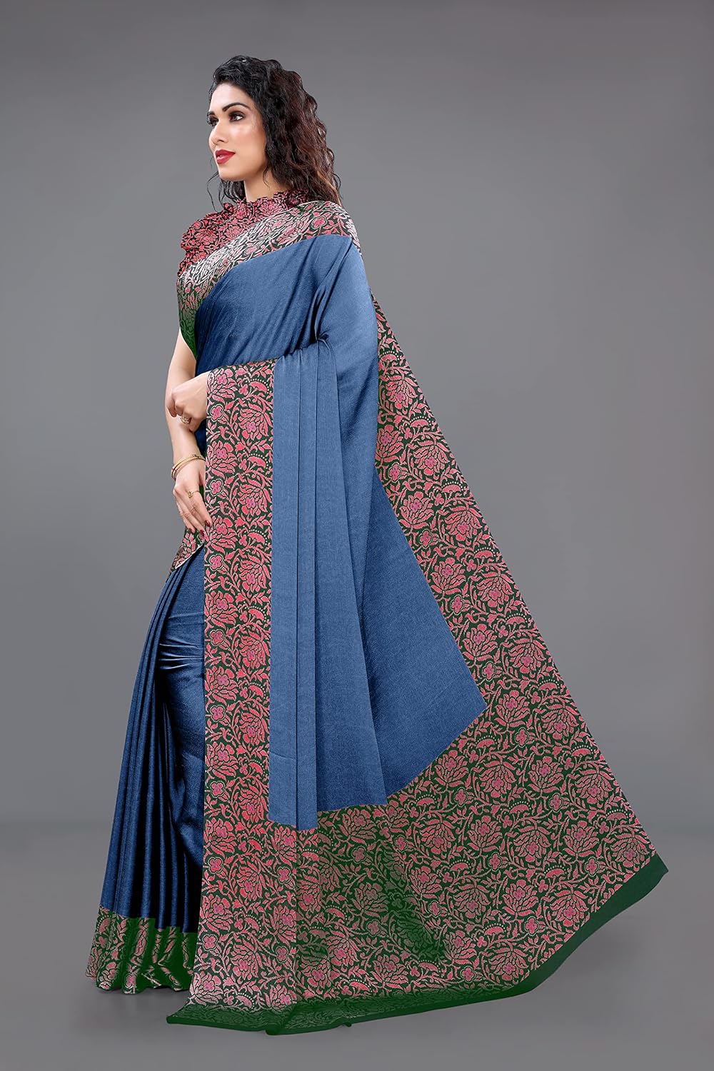 Women's Design Printed Saree with Blouse Piece