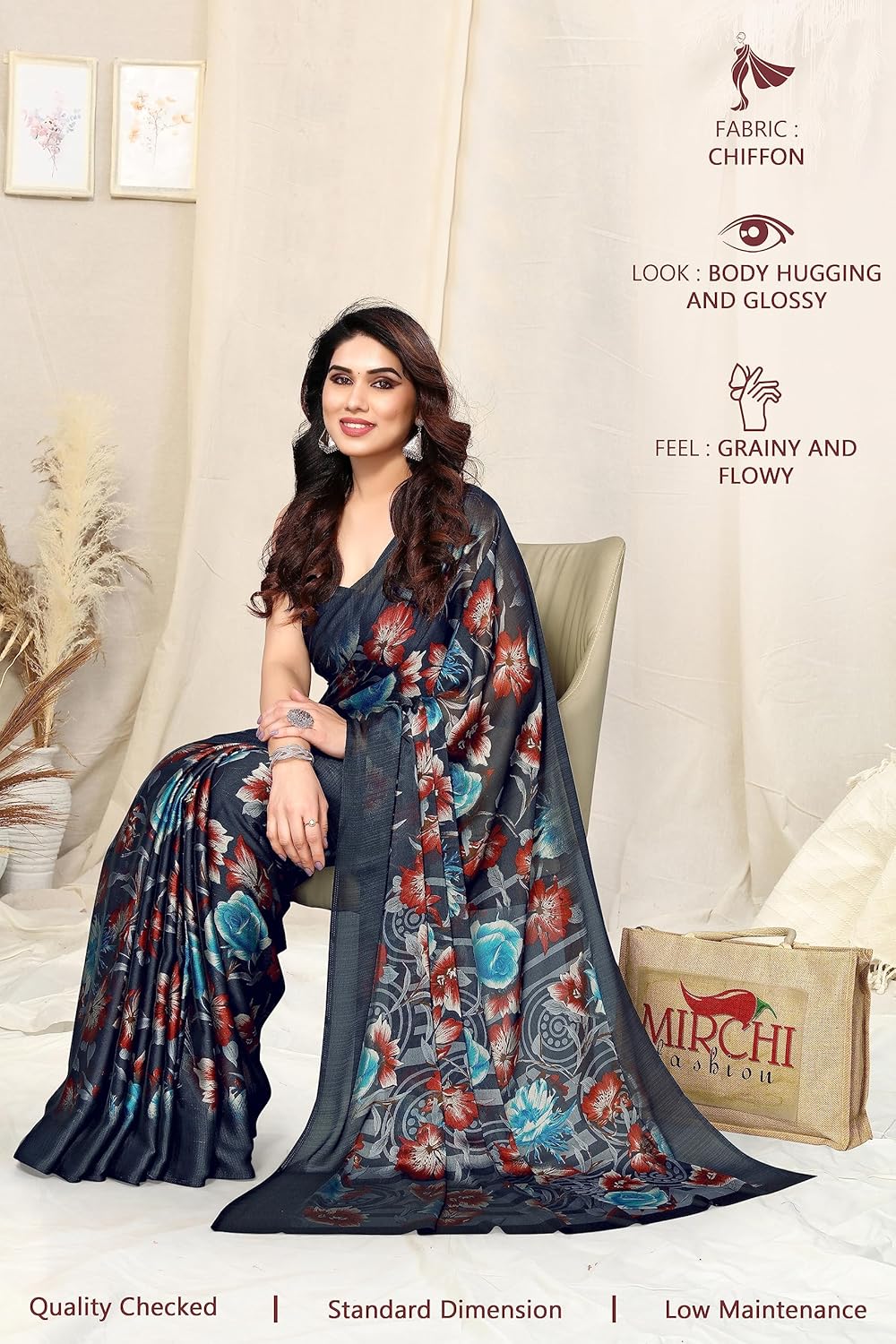 Women's Printed Saree with Blouse Piece
