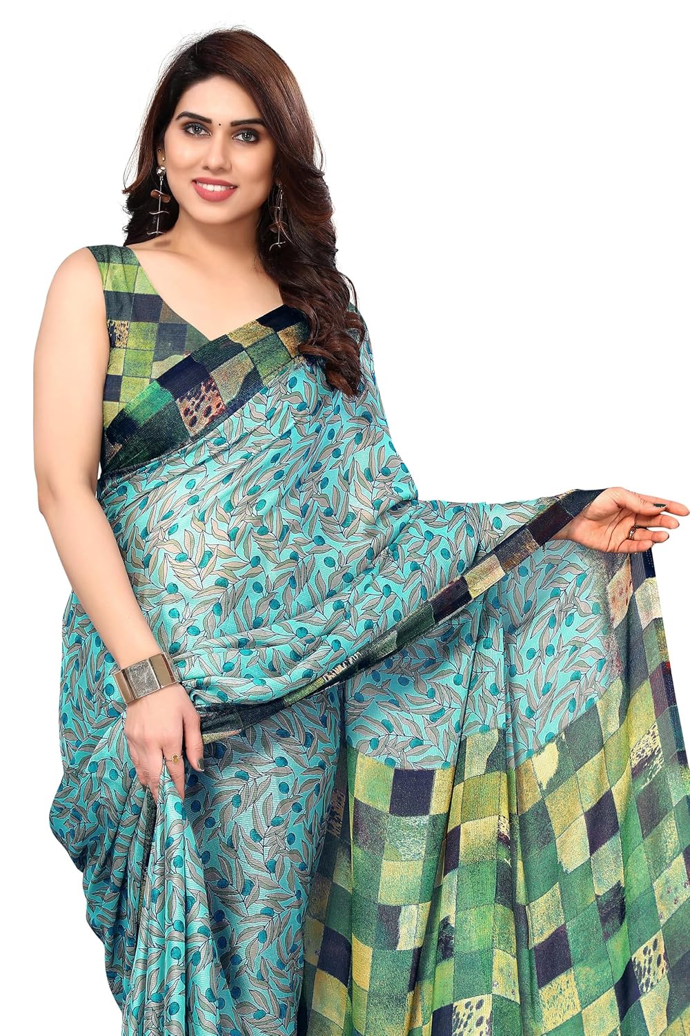 Women's Stylish Chiffon Print Saree with Blouse Piece