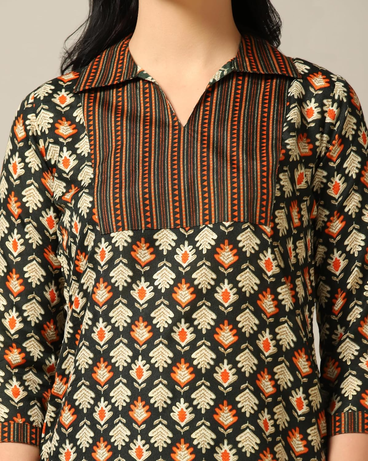 Women's Cotton Blend Printed Straight Kurta with Pant