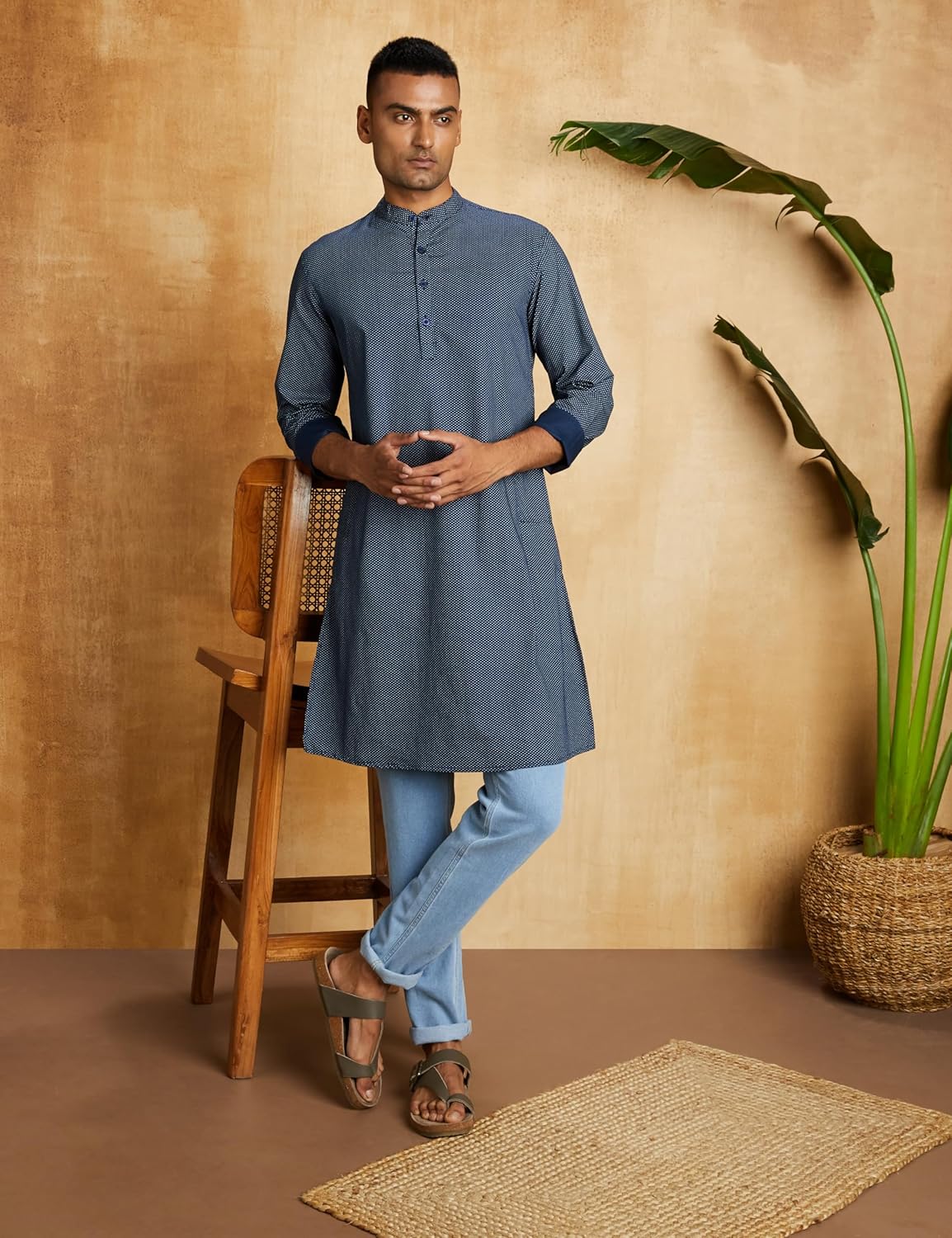 Symbol Men's Cotton Printed Long Kurta