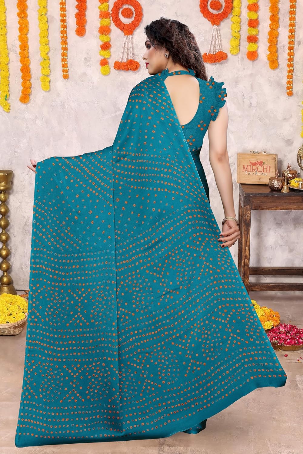 Women's Design Printed Saree with Blouse Piece