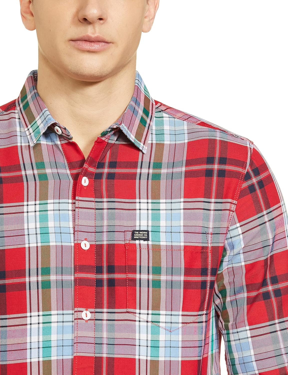 The Indian Garage Co Men's Cotton Slim Fit Checkered