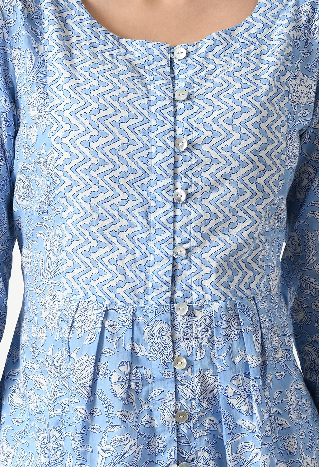 Meesan Women's Casual Ethnic 3/4 Sleeve Printed Tunic