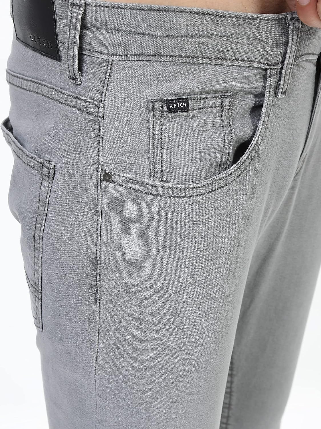 KETCH Men's Skinny Fit Mid Rise Jeans (Stretchable)