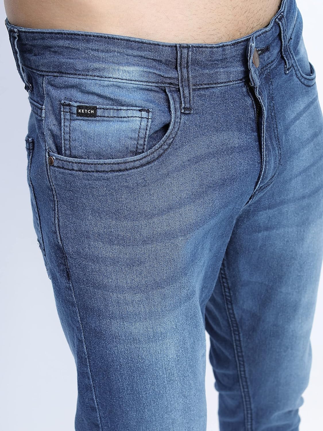 KETCH Men's Slim Fit Mid Rise Jeans (Stretchable)