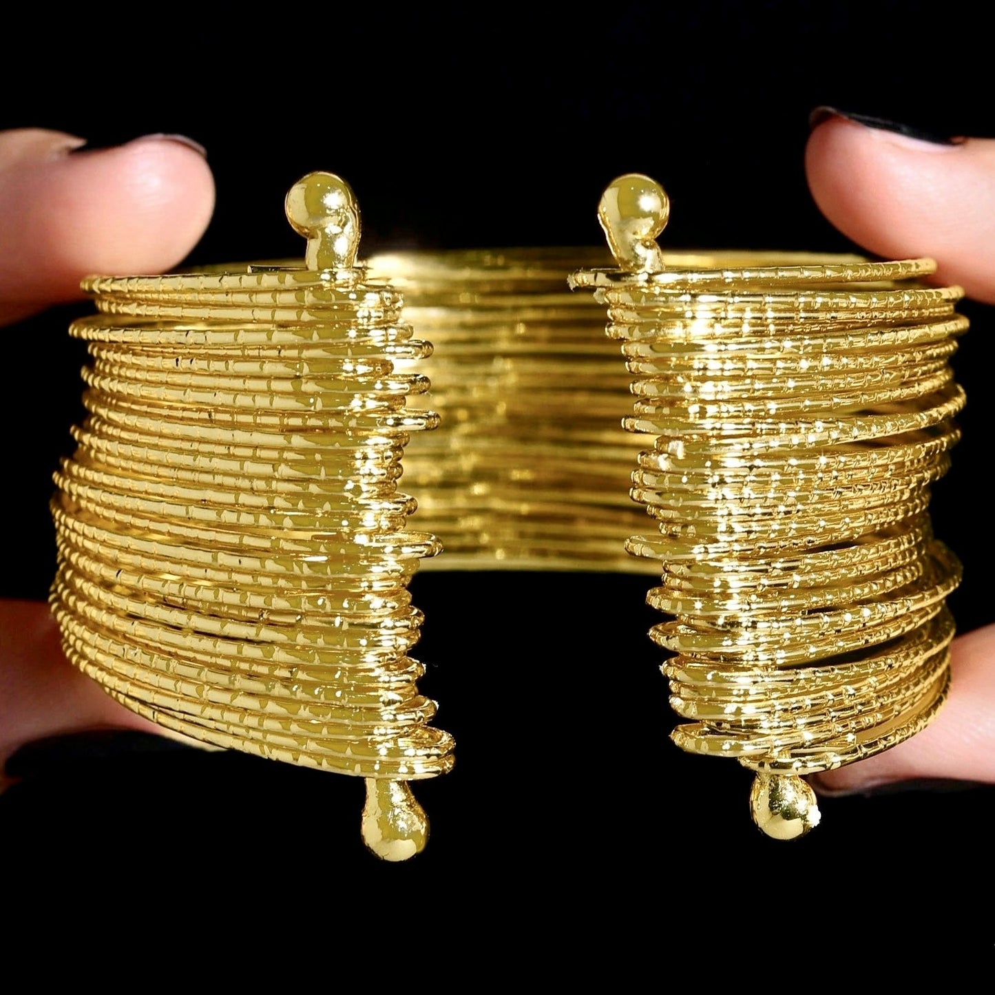 Gold Plated Multilayer Bangle Bracelet (Adjustable Size)