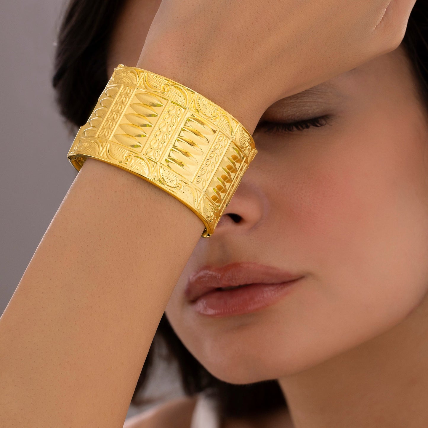 Ethnic Broad Bangle Bracelet (Adjustable Size)