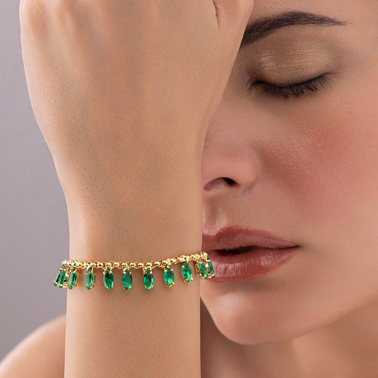 Marquise Crystal Charms-Style Chain Bracelet