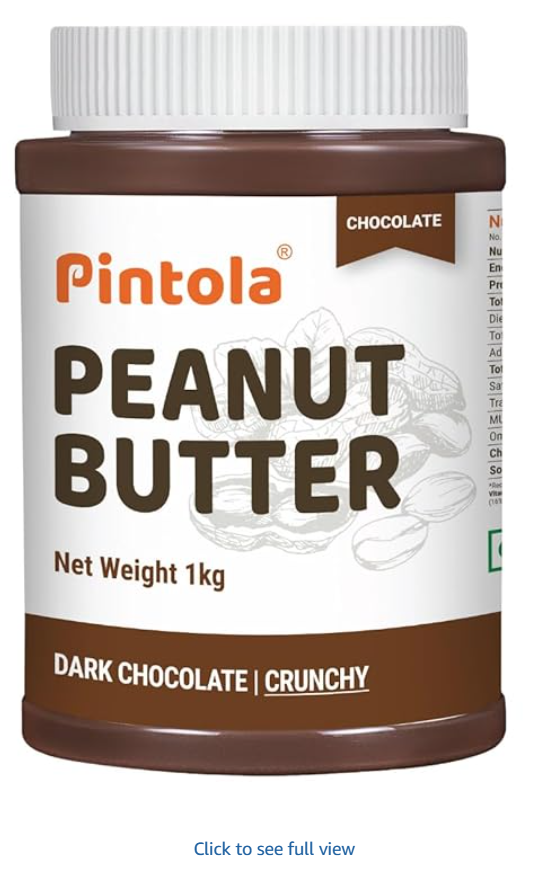 Pintola Peanut Butter Chocolate Flavour Crunchy 1kg - 18.6g Protein & 5.2g Dietary Fiber, Made with Premium Roasted Nuts & Cocoa, Gluten Free, Zero Cholesterol & Trans Fat, Vit E & B3, Dark Chocolate