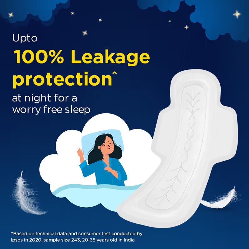 Stayfree Secure Nights Sanitary Pads with Cottony Soft Cover for Comfort - XXL - Pack of 18