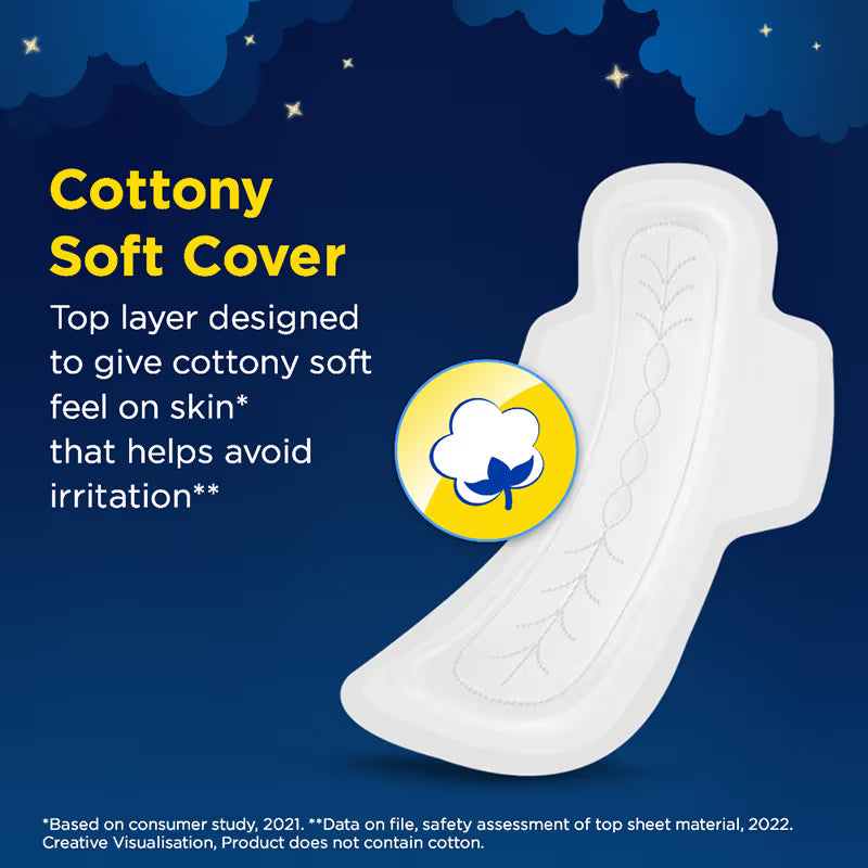 Stayfree Secure Nights Sanitary Pads with Cottony Soft Cover for Comfort - XXL - Pack of 18