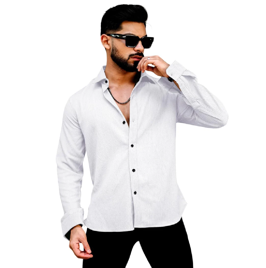 Men's Regular Fit Poly Popcorn Casual Shirt
