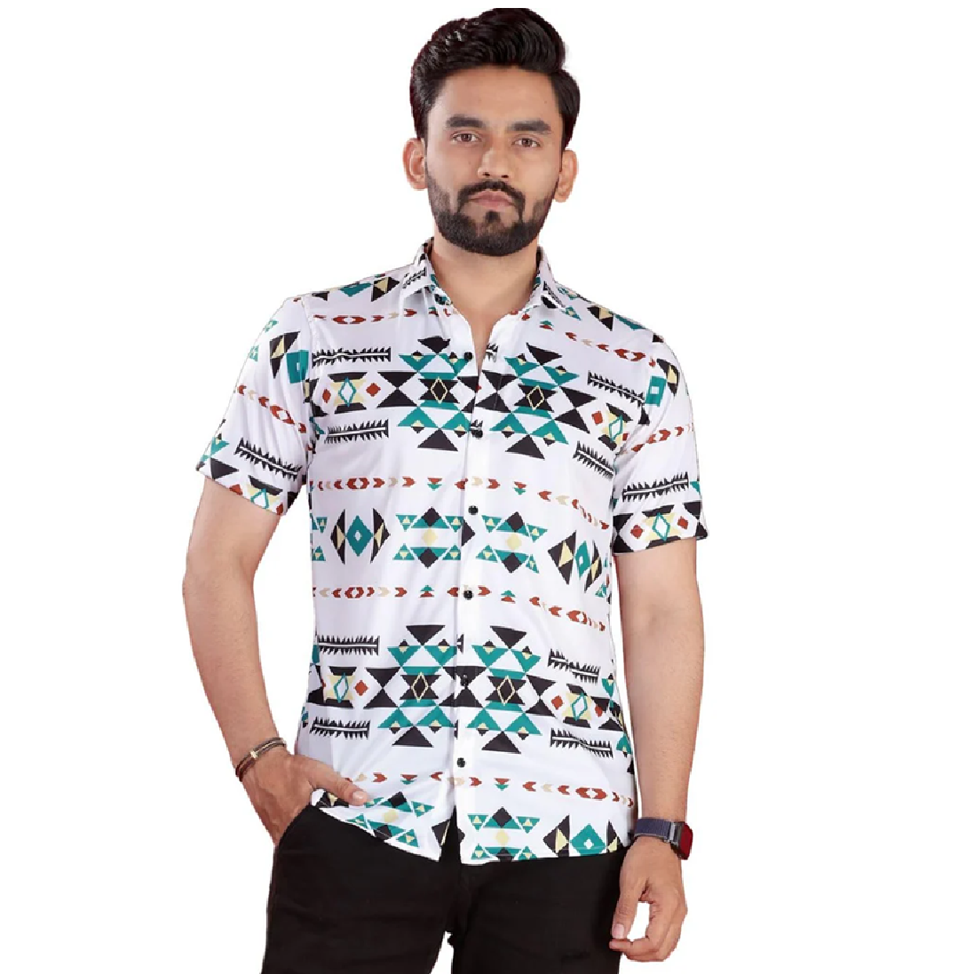 FABDECK Men's Short Sleeve Shirt, Aztec Geometric