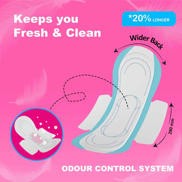 Wonderize Soft Comfort Cotton Sanitary Napkins For Women, 15 Pads, Size - Extra Large with Disposable Bags, Super Saver Pack,Soft Cotton Topsheet for Extra Comfort and Rash Free Periods