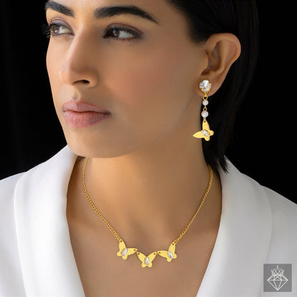 Butterfly Necklace Set With Earrings