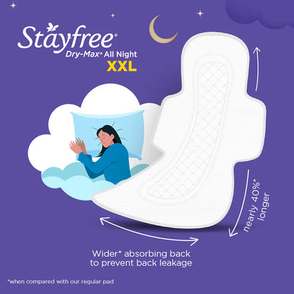 Stayfree DryMax All Nights Ultra Sanitary Pads with Dry Cover - XXL ( Pack of 14)
