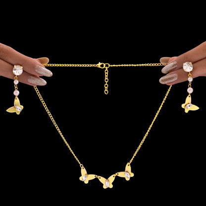 Butterfly Necklace Set With Earrings