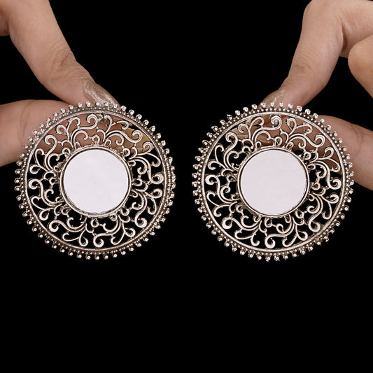 Antique Mirror Oxidised Earrings