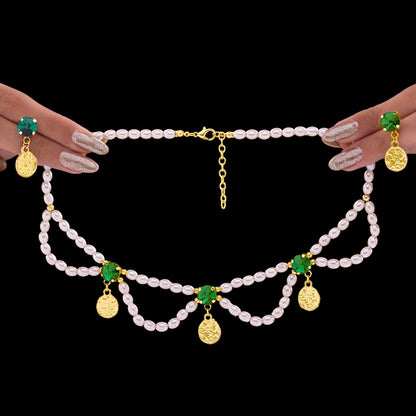 Crystal Pearl Necklace Set With Earrings