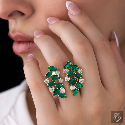 Leafy Crystal Ring (Adjustable Size)