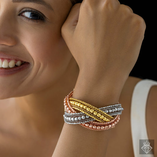 Exclusive Limited Edition Tri-Tone Cuff Bracelet (Adjustable Size)