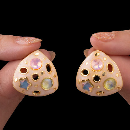 Peach Enamel Triangle Crystal Tops