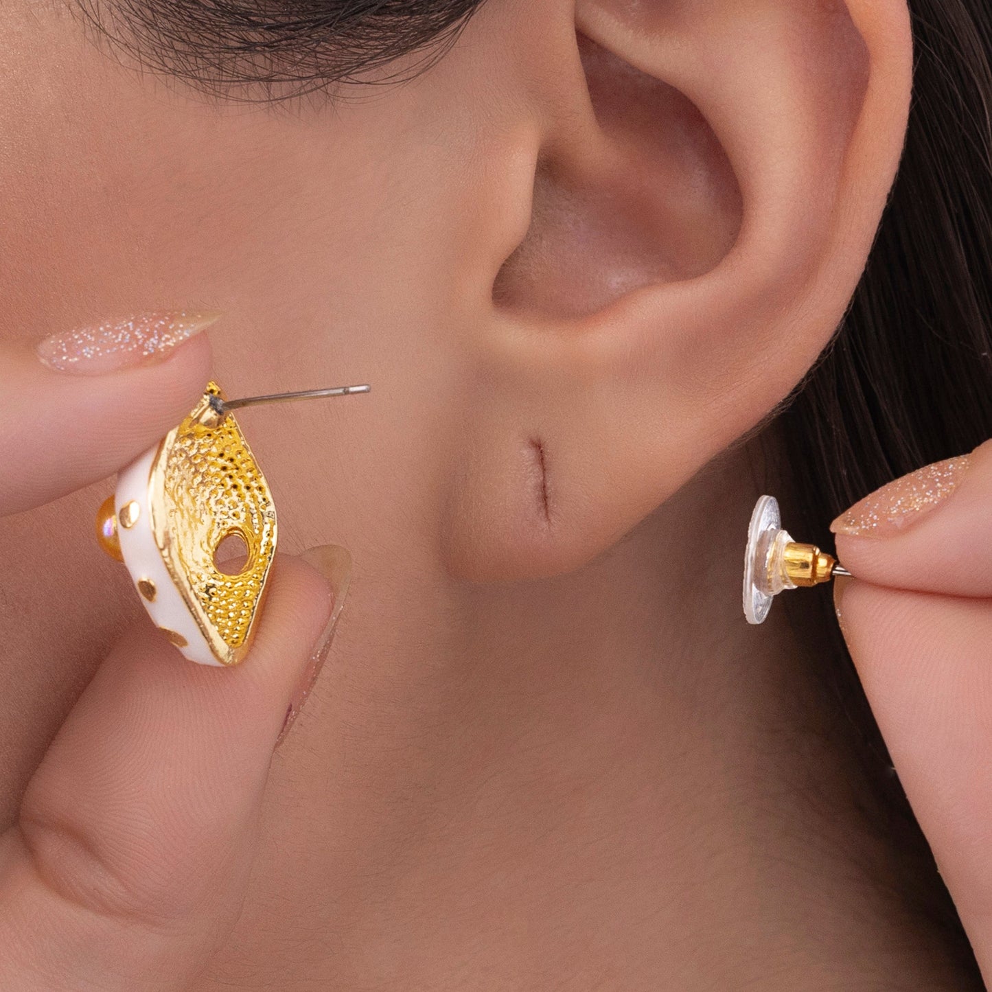 Ivory Enamel Square Crystal Tops