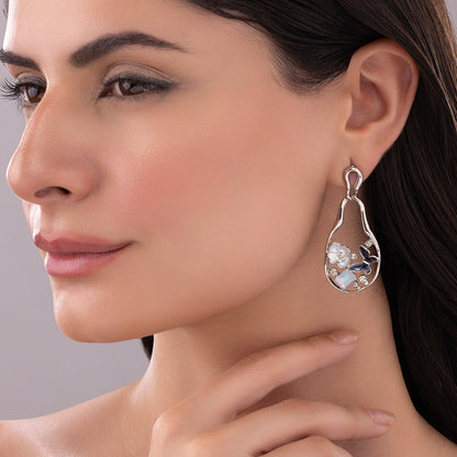 Black Enamel Butterfly Abstract Drop Earrings