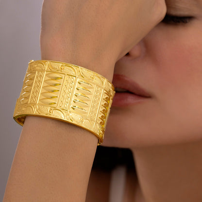 Ethnic Broad Bangle Bracelet (Adjustable Size)