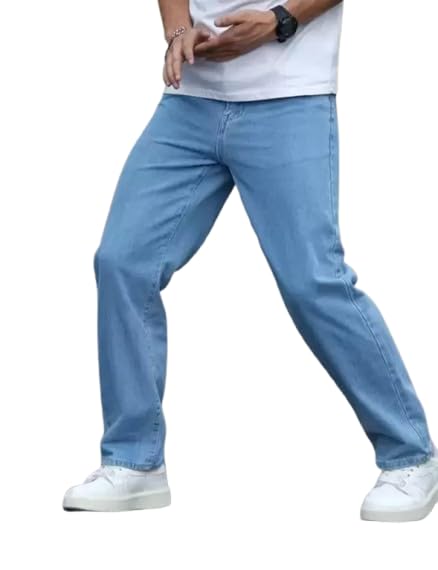 COMFITS Men's Regular Fit Baggy Jeans, Light Sky Blue