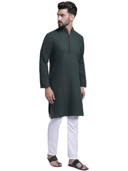 Aarsha Red Printed Cotton Men's Long Kurta