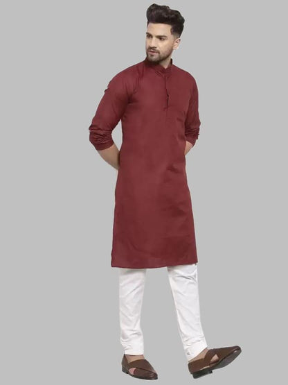 Luxrio Kurta for Men Cotton Blend Long Solid Straight Fit
