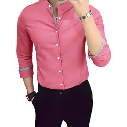 Tee Projekt Men's Shirt Solid Cotton Long Sleeve Button