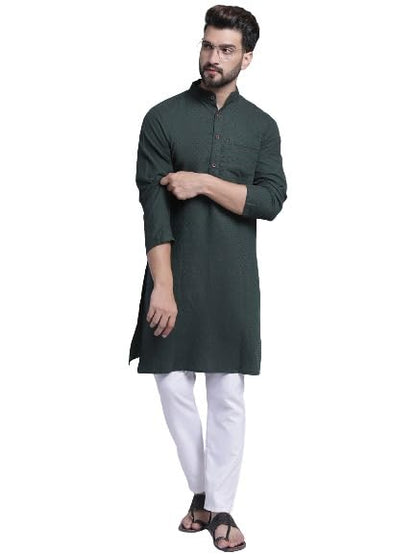 Aarsha Red Printed Cotton Men's Long Kurta