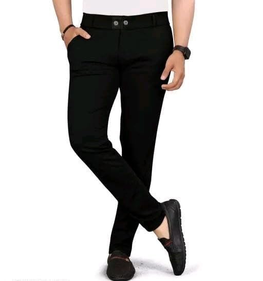 LOOM Men's Solid Lycra Slim Fit Stretchable Casual