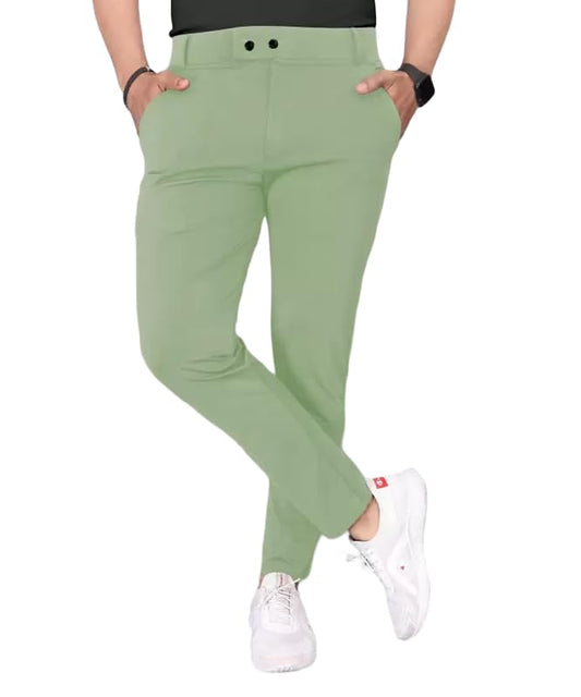 GIBBONTE Men's Lycra Blend Trousers - Stretchable