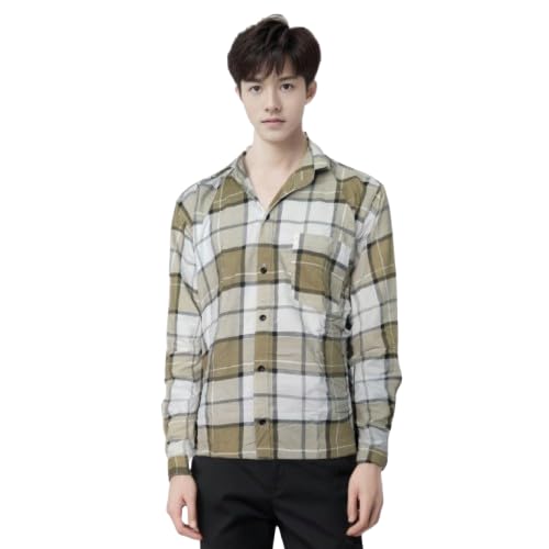 Classic Plaid Button-Down Shirt, Long Check Pattern