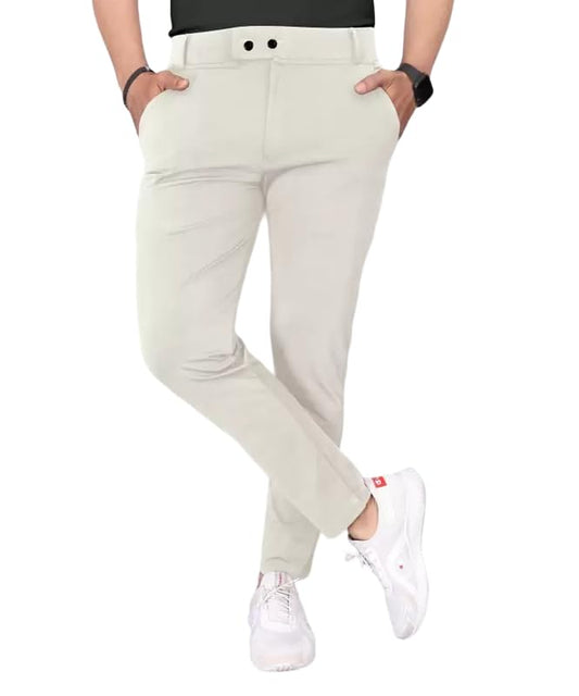GIBBONTE Men's Slim Fit Lycra Blend Trousers