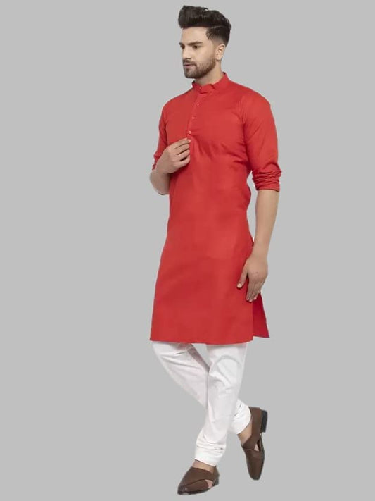 Luxrio Kurta for Men Cotton Blend Long Solid Straight Fit