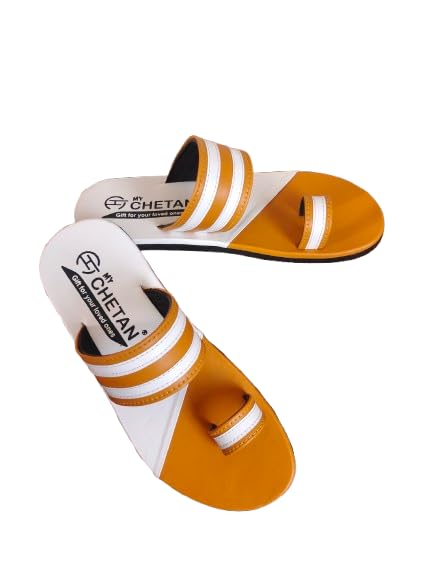 Men's Toe Ring Sandals, Orange and White Stripes - alphahostel.in